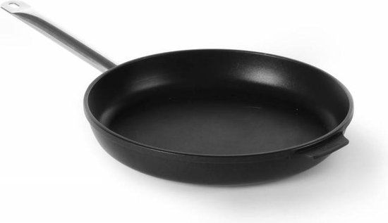 Hendi Professionele koekenpan - Ø 24 cm - Gietaluminium - Titanium coating - Zwart