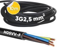 Kalitec H05VV-F kabel 10 meter 3x2,5 mm² | 3G2,5 mm² kabel d'alimentation avec conducteur de protection | câble PVC pour usage intérieur | câble électrique noir | câble de lampe flexible | câble d'appareil à 3 conducteurs