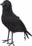 Boland Zwarte decoratie kraai of raaf - 23 cm - Halloween horror thema versiering dieren - vogelverschrikker