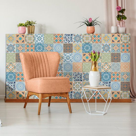 Ambiance Sticker ERMITA Meubels Cementtegel Muurstickers voor Keuken en Badkamer - 60 Stickers - 60 stickers 10x10cm