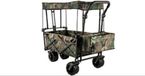 Merkloos Camo Kleur - Opvouwbare Bolderkar - Duw en Trekstang - Met Dak - Kinderenvervoer - 7 inch Banden