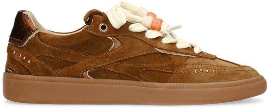 Manfield - Dames - Bruine suède sneakers - Maat 39