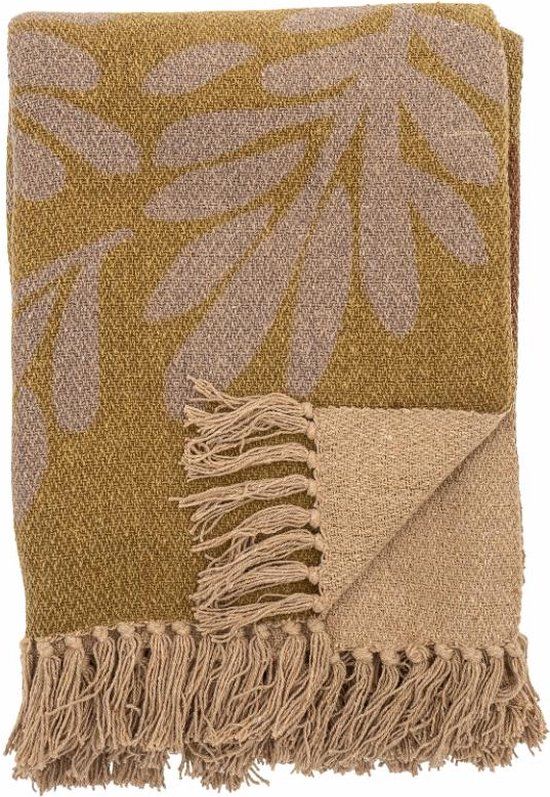 Bloomingville Plaid Lark - Gerecycled Katoen - Geel - 160x130cm