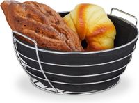 Relaxdays Broodmand Metaal met Stof - Rond - Ø 23 cm - Zwart