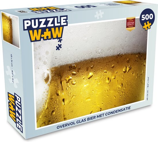 MuchoWow Puzzel Overvol glas bier met condensatie - Legpuzzel - Puzzel 500 stukjes - Sinterklaas cadeautjes - Sinterklaas voor grote kinderen