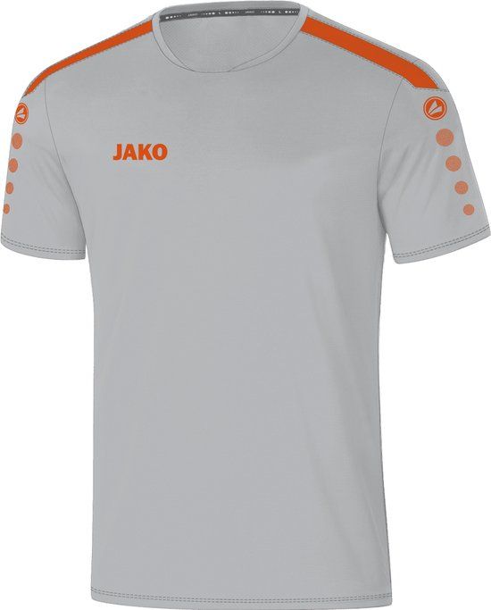 Jako Power Shirt Korte Mouw Heren - Zachtgrijs / Fluo Oranje - Maat XL