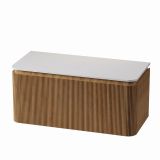 Royal Plaza Terra Edge meuble de salle de bain - 100x44.7x46cm - plateau en surface solide blanc mat - 2 tiroirs - sandwood (chêne clair)