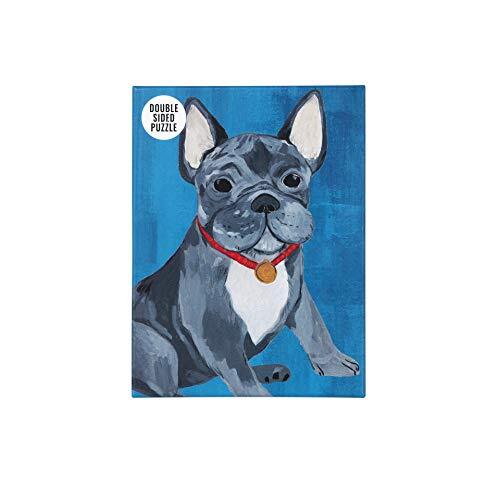 Talking Tables 100-delige blauwe dubbelzijdige Franse Bulldog-puzzel en poster | Geïllustreerde huisdieren, dieren | Voor kinderen, volwassenen, hondenliefhebber, Verjaardag, Kerstmis