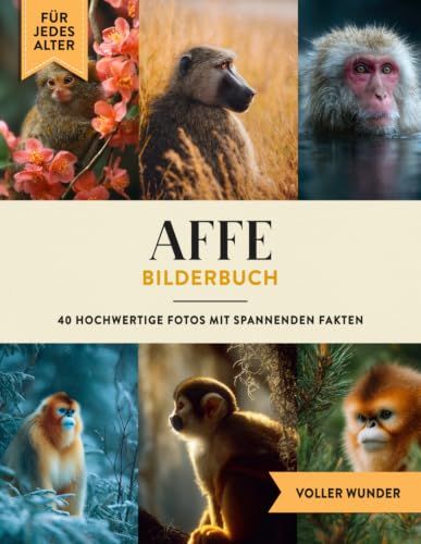 Affe Bilderbuch: 40 Bilder & Fakten | Affenbuch als Geschenk für Kinder & Erwachsene