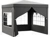 Toboli pavillon, 3 x 3 meter, gris, avec protection UV 50+, pavillon de jardin avec panneaux latéraux amovibles, tente de réception avec fenêtres