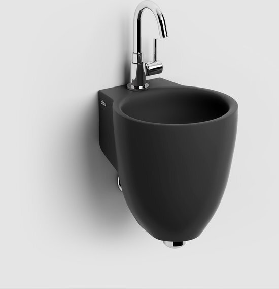 Clou Flush 6 fontein met kraangat plug en bekersifon mat zwart keramiek B27xH28xD31.5cm CL/03.12060