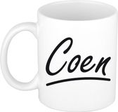 Bellatio Decorations Coen Naam koffiemok - beker - met sierlijke letters - wit