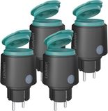 Ledvion - 4x Prise extérieure intelligente - Portée 50m - Prise WiFi avec compteur d'énergie WiFi intégré - IP44 - Noir
