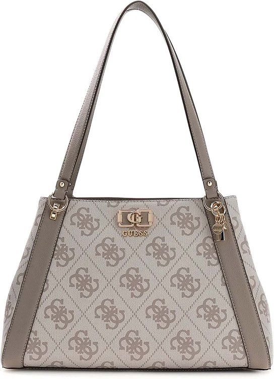 GUESS Karnilla Logo Girlfriend Carryall Dark Taupe Logo Schoudertas