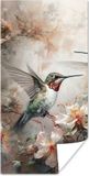 PosterMonkey Poster Kolibrie - Vogels - Bloemen - Planten - 60x120 cm