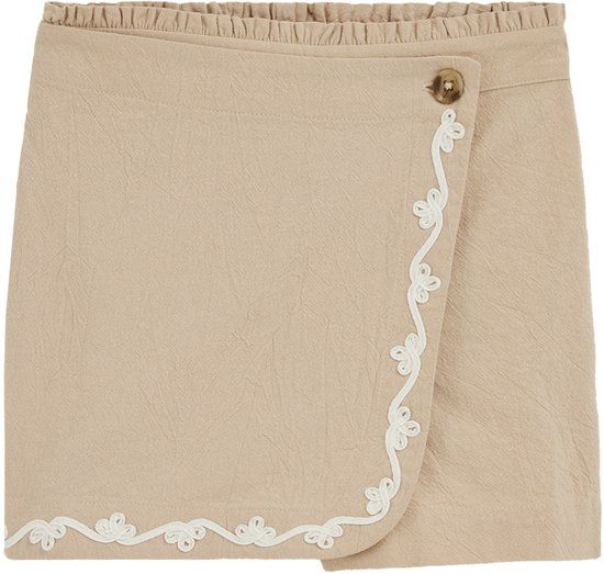 WE Fashion Meisjes skort met embroideries - Beige - Maat 110/116