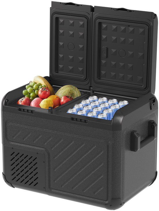 Auronic Elektrische Koelbox - Compressor - Twee Zones - 12V 230 Volt - Camping Koelkast - Auto - Vriezen en Koelen - 35L - Frigobox - Zwart/Grijs