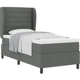 Maison Exclusive - Lit À Ressorts Avec Matelas Gris Foncé 90 X 200 Cm Tissu