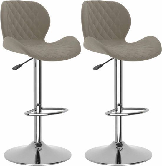 vidaXL Barkrukken - 2 stuks - fluweel - lichtgrijs
