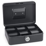 SAX Geldcassette met cijferslot, extra sterk slot, 25 x 18 x 9 cm, groot, zwart