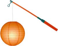 Merkloos Lampionstokje 40 cm - met lampion - oranje - D25 cm - Sint Maarten