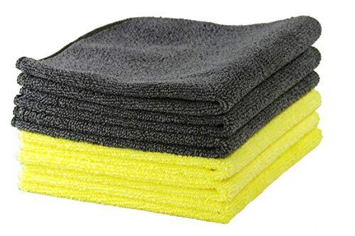Glart set van 6 multifunctionele microvezeldoeken, 32 × 32 cm, geel & grijs, multifunctionele doeken voor het huishouden: keuken, wc, badkamer, huis, tuin, kantoor