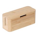 Relaxdays kabelbox voor stekkerdoos, bamboe, magnetisch deksel, 14,5x34x13,5 cm, kabels verbergen, natuur