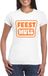Bellatio Decorations Verkleed shirt voor dames - feest muts - wit - glitter - carnaval/themafeest XS