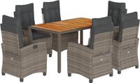 vidaXL 7-delige tuinset met kussens, grijs, polyrotan