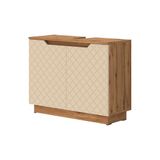 Vicco Lotta Meuble sous vasque – 79,6 x 62,1 cm avec 2 portes Chêne/cachemire avec structure carrelée