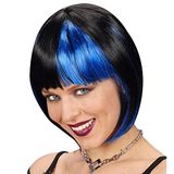 Zoey Zwart Streaked/Blauw Pruik voor Haaraccessoire Fancy Dress