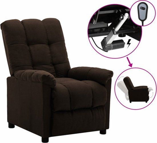 vidaXL Fauteuil verstelbaar elektrisch stof donkerbruin