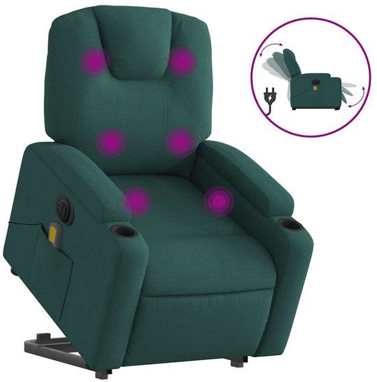 vidaXL Sta-op-massagestoel elektrisch verstelbaar stof donkergroen