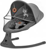 Kinderkraft LUMI 2 Schommelstoel & Wipstoel – Elektrisch 2-in-1 – 5 Snelheden, 12 Melodieën, Timer – Inclusief Speelgoed & Klamboe – Lichtgewicht – Grijs