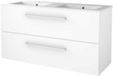 Basic Line Start 46 Badkamermeubelset - 120 x 46 cm - Met Grepen - 2 Lades - Keramische Wastafel - 2 Kraangaten - Ice White