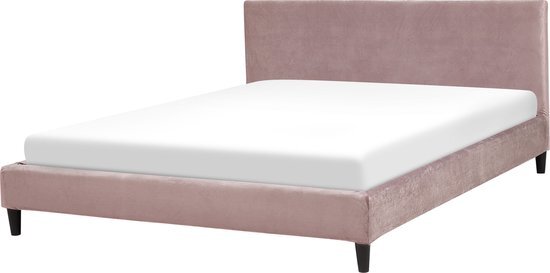 Beliani Fitou Bed Fluweel beige