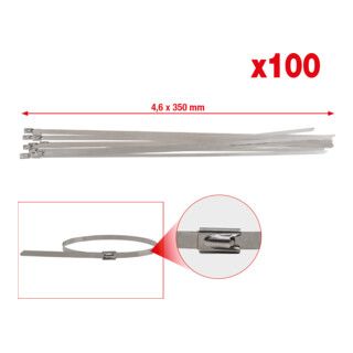 KS Tools RVS Kabelbinder met Kogelslot - 4.6x350mm - 100 stuks