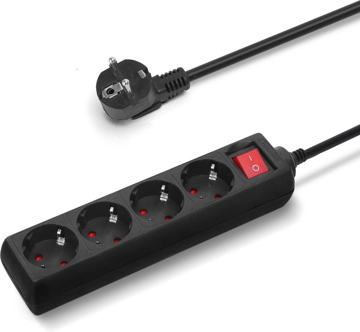 Aigostar 20QIO Stekkerdoos - 4-voudig - 3 meter - Zwart