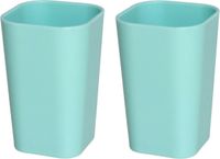 Gerimport Gerim Badkamer tandenborstelhouder / drinkbeker - 2 st - kunststof - mintgroen - 7 x 11 cm