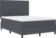 vidaXL LED Box Spring Bed Dark Grey and White 140 x 190 cm