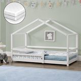 en.casa Kinderbed Knätten huisbed met matras 70x140 cm wit