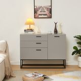 en.casa Sideboard Lavangen commode 75x100x35 cm lichtgrijs en zwart
