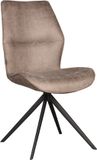 LABEL51 Comfy Eetkamerstoel - Bruin - Stof - Zwart Metaal