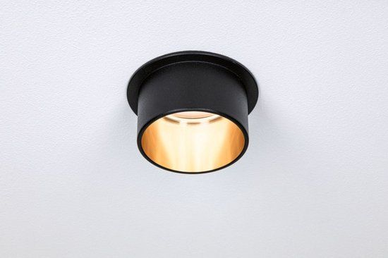 Paulmann Gil LED Inbouwspot - Zwart/Goud - 2700K - Rond - 3StepDim - 470lm - IP44