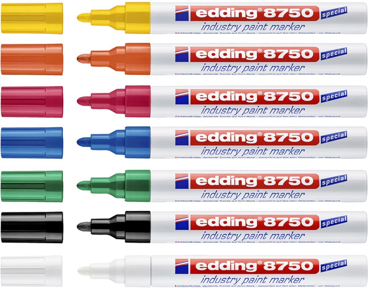 Edding Industry Marker, onuitwisbaar, ronde punt, 1 tot 2,5 mm, 10 stuks Blauw