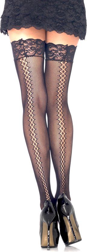 Leg Avenue Micro Net Stay Up - Zwart - One Size