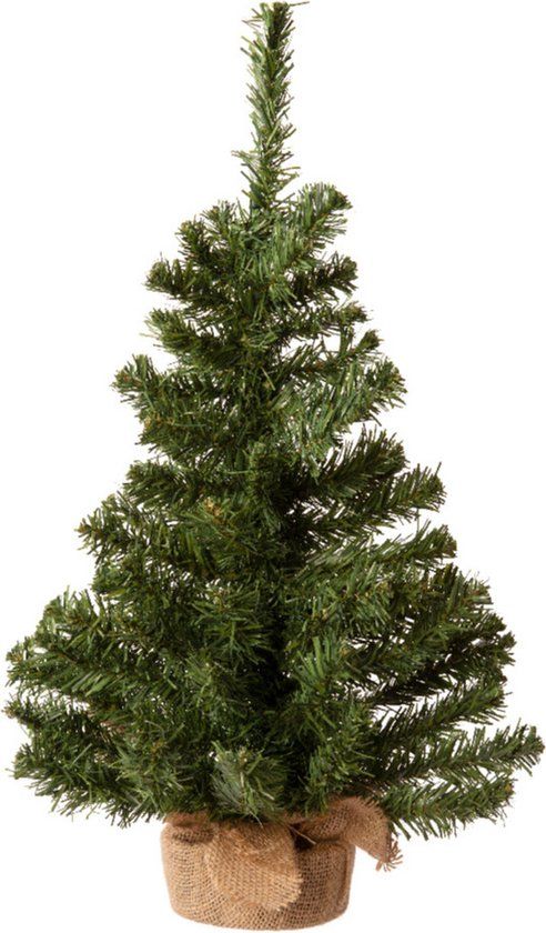 Everlands Kerstboom/kunstboom - in jute zak - 60 cm - Groen - PVC