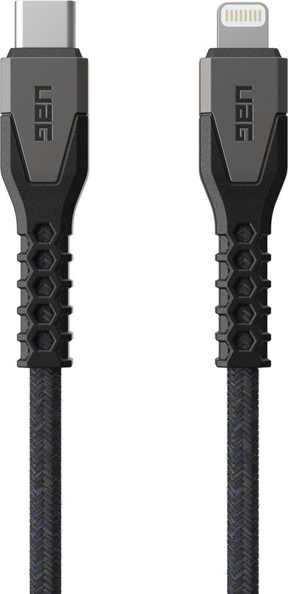 Urban Armor Gear Kevlar Core USB-C naar Lightning oplaadkabel - 1,5 meter - Zwart / Grijs