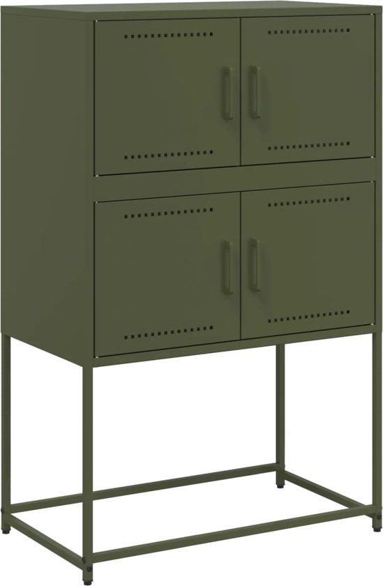 vidaXL Dressoir 68,5x38,5x107 cm staal olijfgroen
