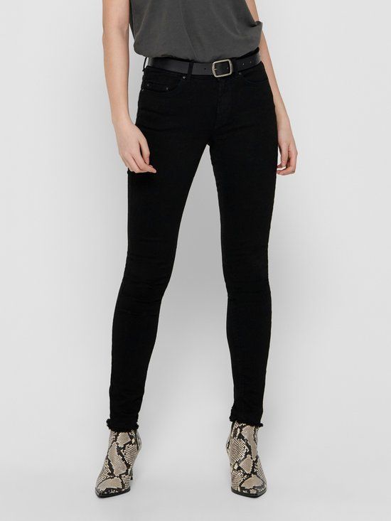 ONLY ONLBLUSH MID SK AK RAW REA2343 NOOS Dames Jeans - Black Denim - Maat M X 32